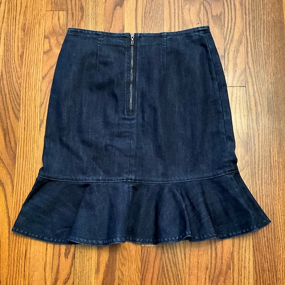 Anthropologie Leifsdottir Lana Dark Denim Ruffle Trumpet Skirt 4 - Picture 6 of 13